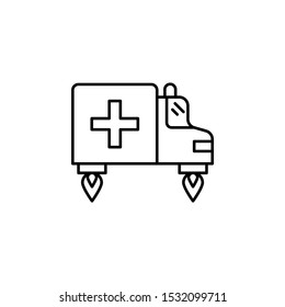 Ambulance car flying icon. Simple line, outline vector of future transpor icons for ui and ux, website or mobile application