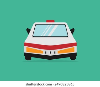 Ambulance car front view. Emergency and First aid car vector, Flat vector. Medic Car, bus, truck, police car vector Illustration