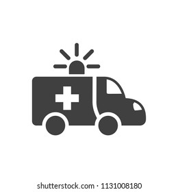 Ambulance Car Glyph Vector Icon. Isolated on the White Background. Editable EPS file. Vector illustration.