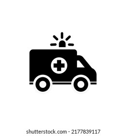 Ambulance Car Glyph Vector Icon. Isolated on the White Background