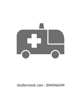 Ambulance car grey icon. Isolated on white background