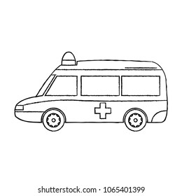 ambulance car hand drawn vector template