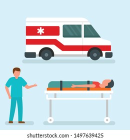 Ambulance car help concept banner. Flat illustration of ambulance car help vector concept banner for web design