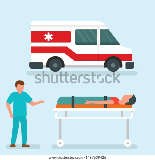 Ambulance car help\
concept banner. Flat illustration of ambulance car help vector\
concept banner for web\
design