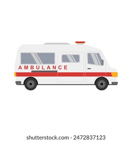 Ambulance car. Hospital transport medical care clinic. flat design ambulance cars with sirens in white background. Ambulance flat icon, medicine and healthcare, transport sign vector graphics