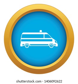 Ambulance car icon blue vector isolated on white background for any design