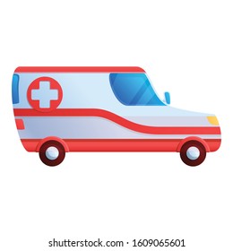 Ambulance car icon. Cartoon of ambulance car vector icon for web design isolated on white background