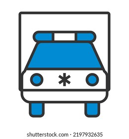 Ambulance Car Icon. Editable Bold Outline With Color Fill Design. Vector Illustration.