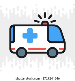 Ambulance car icon. First aid concept.Simple color version on light gray background