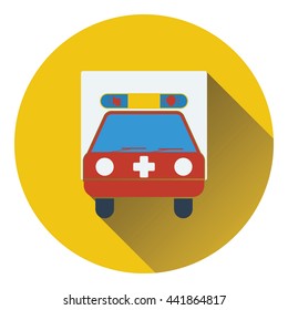 Ambulance car icon. Flat color design. Vector illustration.