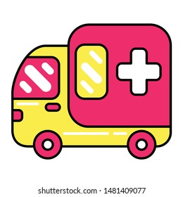 Ambulance car icon. Flat design vector.