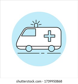 Ambulance car icon in flat design. Vector illustration.