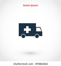 ambulance car icon, flat design best vector