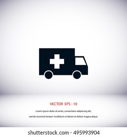 ambulance car icon, flat design best vector icon