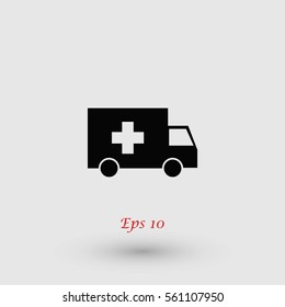 ambulance car icon, flat design best vector icon