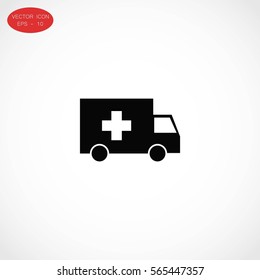 ambulance car icon, flat design best vector icon