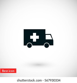 ambulance car icon, flat design best vector icon