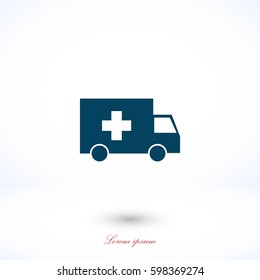 ambulance car icon, flat design best vector icon