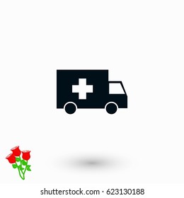 ambulance car icon, flat design best vector icon
