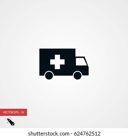 ambulance car icon, flat design best vector icon