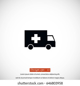 ambulance car icon, flat design best vector icon
