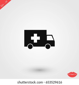 ambulance car icon, flat design best vector icon