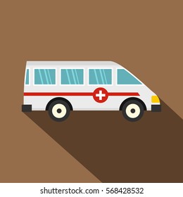 Ambulance car icon. Flat illustration of ambulance car vector icon for web