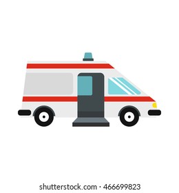 Ambulance car icon in flat style on a white background