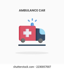 Krankenwagen Symbol flach. Vektorgrafik auf weißem Hintergrund. Kann für Web, App, digitale Produkte, Präsentation, UI und viele mehr verwendet werden.