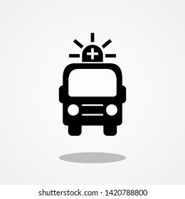 Ambulance Car Icon with Gray Shadow