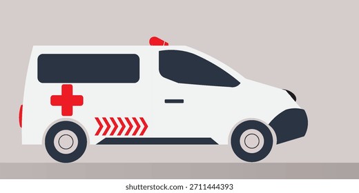 Ilustración vectorial aislada del icono del coche de la ambulancia en el fondo blanco