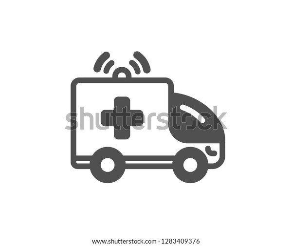 Ambulance car icon. Medical\
emergency transport sign. Quality design element. Classic style\
icon. Vector