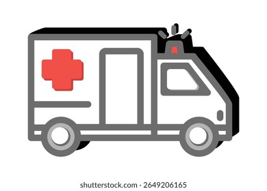 Ambulance Car icon, on transparent background, flat line design, vector illustration