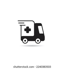 ambulance car icon on white background