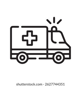 ambulance car icon on white background