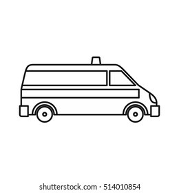 Ambulance car icon in outline style on a white background vector illustration