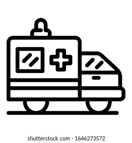 Icono de camión de ambulancia. Esbozar icono del vector del camión de ambulancia para el diseño web aislado en fondo blanco