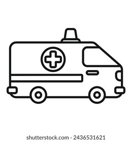 Ambulanz Auto Symbol Umriss Vektor. Gesunder Aufenthaltsort des Patienten. Baumittelstaat