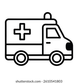 ambulance car icon outline vector in transparent background	
