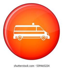 Ambulance car icon in red circle isolated on white background vector illustration
