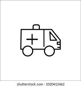 Ambulance car icon or sign isolated on white background. Vector illustration.