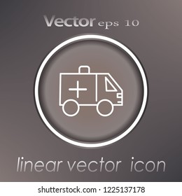 Ambulance car icon or sign isolated on white background. Vector illustration.