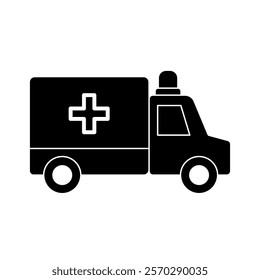 ambulance car icon, simple flat style, logo sign symbol vector illustration pictogram, isolated on white for mobile app