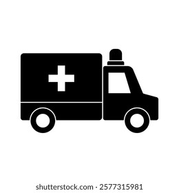 ambulance car icon, simple flat style, logo sign symbol vector illustration pictogram, isolated on white for mobile app