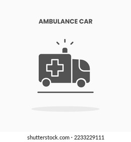 Ambulance car icon vector illustration glyph style. Great used for web, app, digital product, presentation, UI and many more.