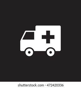 ambulance car icon vector, solid logo illustration, pictogram isolated on black