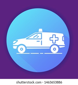 Ambulance car icon.Flat vector illustration. Line art.Medicine vehicle.First aid car.Emergency car.