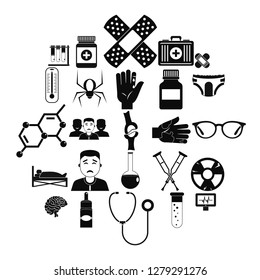 Ambulance car icons set. Simple set of 25 ambulance car vector icons for web isolated on white background