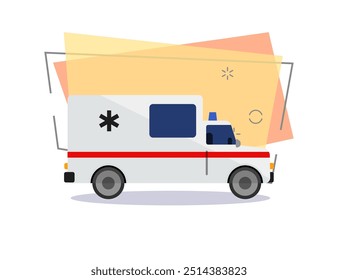 Ilustração de carro de ambulância. Auto, serviço, medicina. Conceito de transporte. A ilustração vetorial pode ser usada para tópicos como social, serviço, hospital