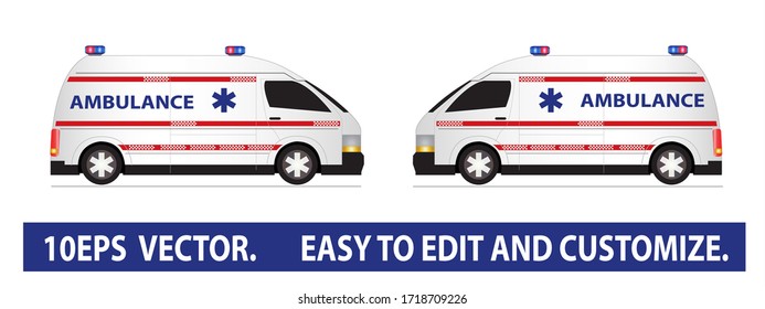 An Ambulance car isolated on white background. EPS10 VECTOR. Emergency Medical van. Ambulance car for transportaion and Service.